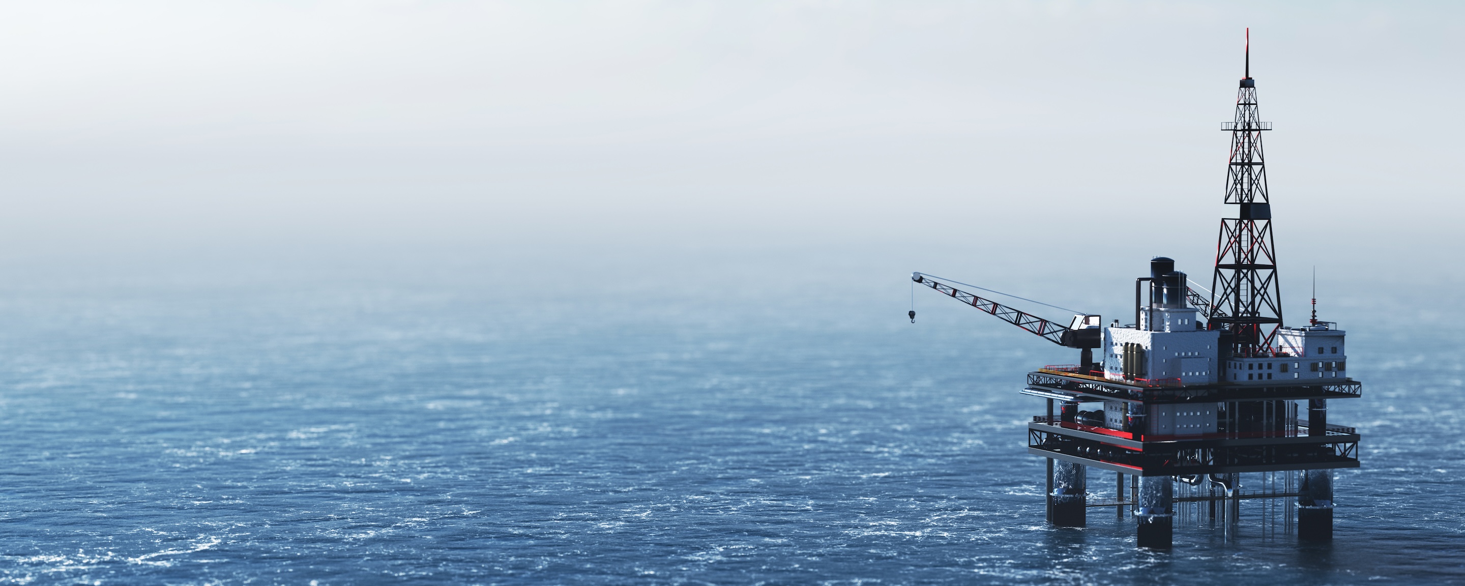 Offshore drilling rig on the sea. Oil platform for gas and petroleum or crude oil. Industrial