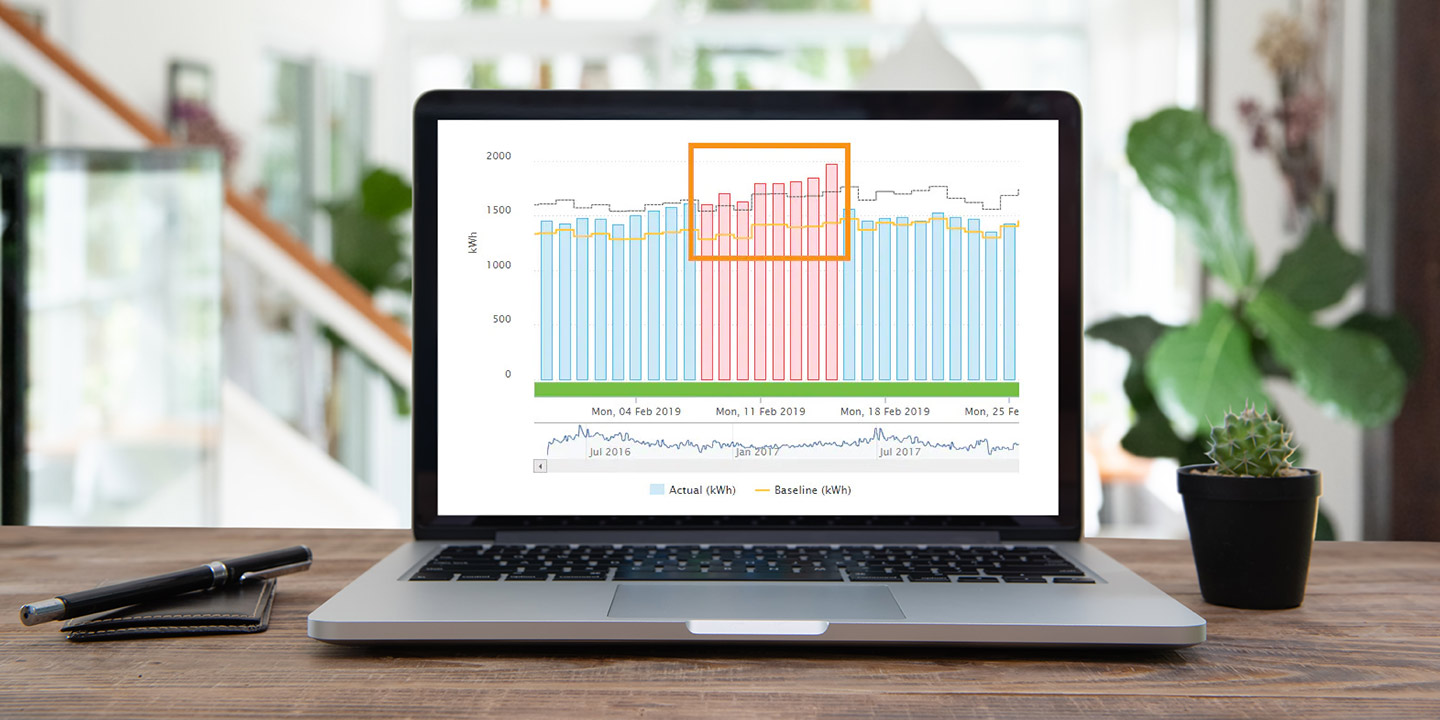 Detailed graph showing energy usage on laptop