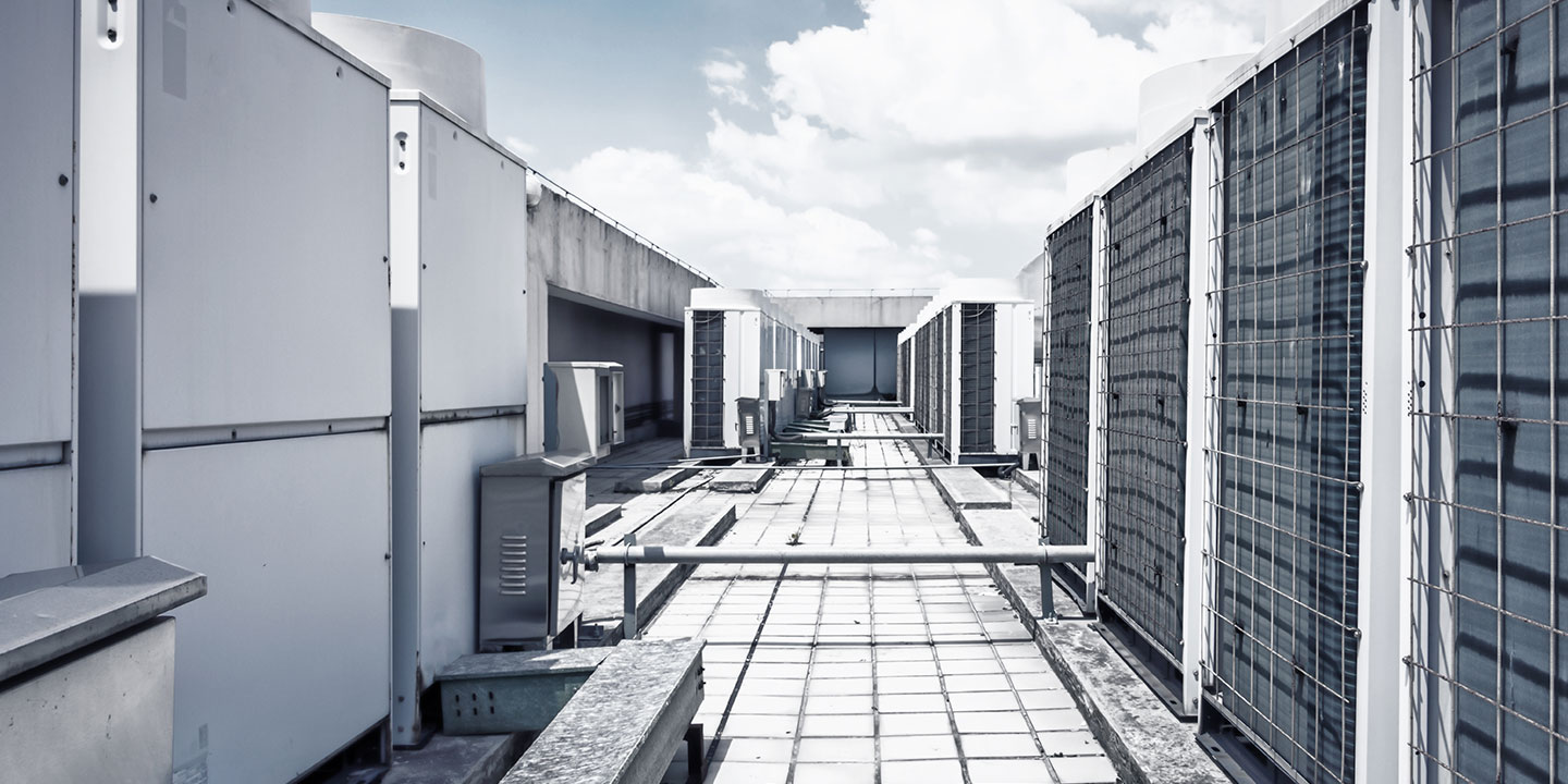 Industrial HVAC systems on a rooftop