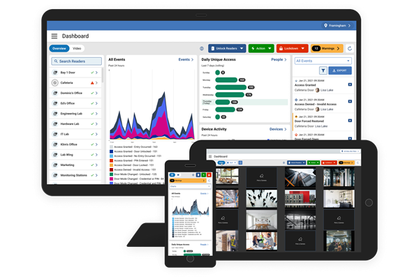 Explore our advanced dashboard designed for seamless data management and analysis. Monitor events, track device activity, and manage access with intuitive visualizations across multiple devices.