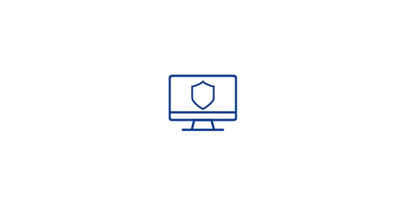 An icon with a monitor and a security badge