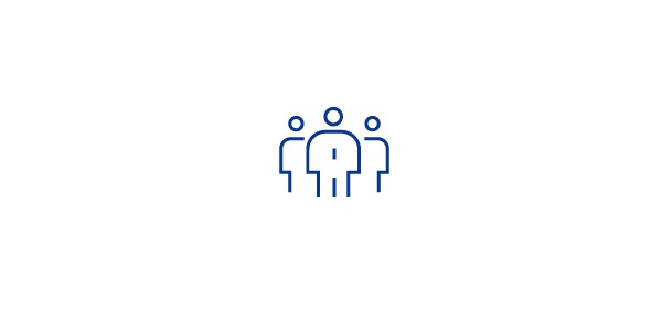 An icon image with 3 people gathering