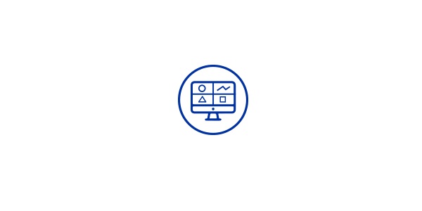 An icon with a monitor and some shapes