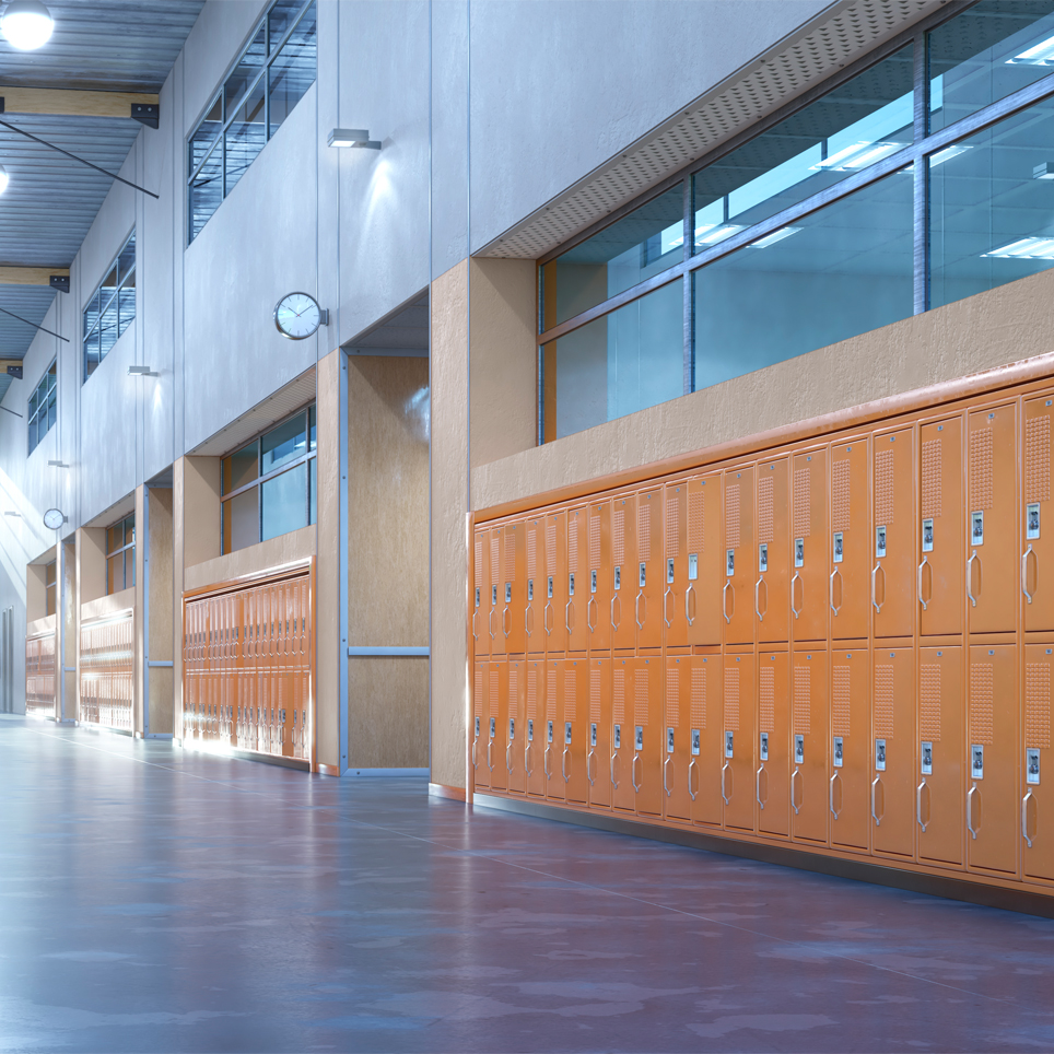 School hallway with lockers
