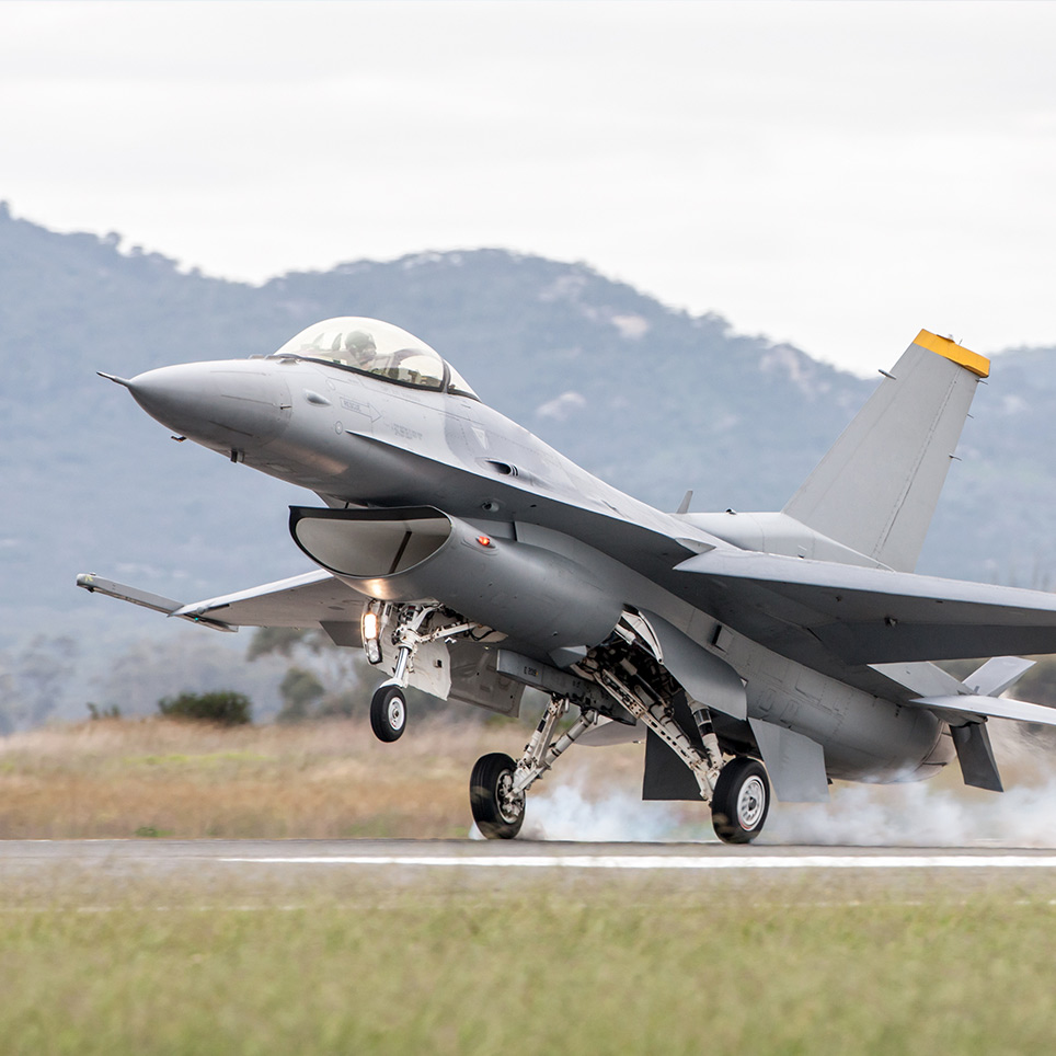 Military jet landing