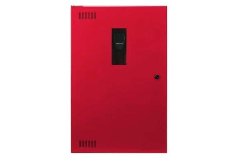Emergency voice evacuation system cabinet designed for fire alarm communication, mass notification and life safety applications.