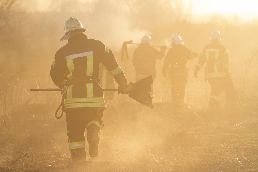Firefighters battle a wildfire