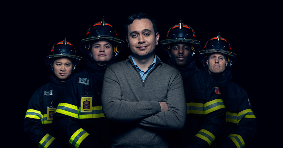 Hector and firefighters