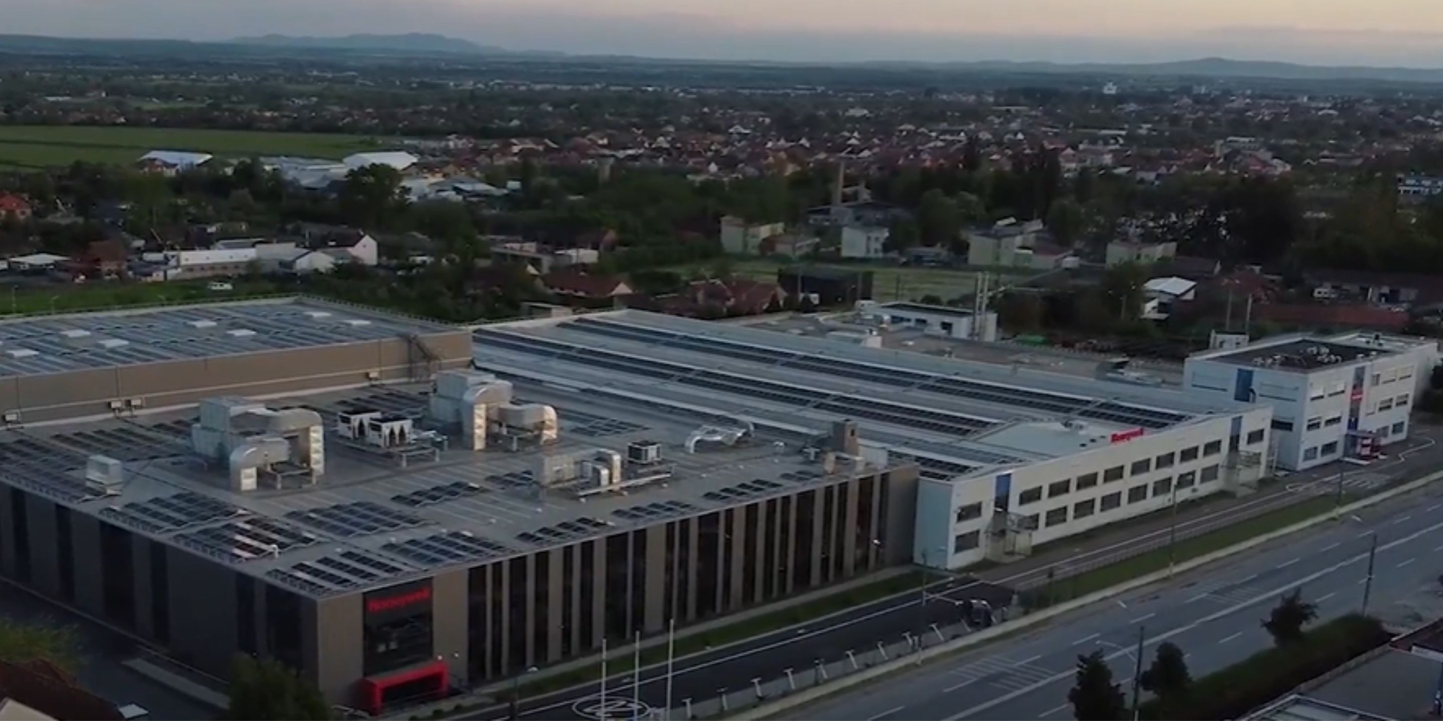 Aerial view of Honeywell's Lugoj Romania manufacturing plant