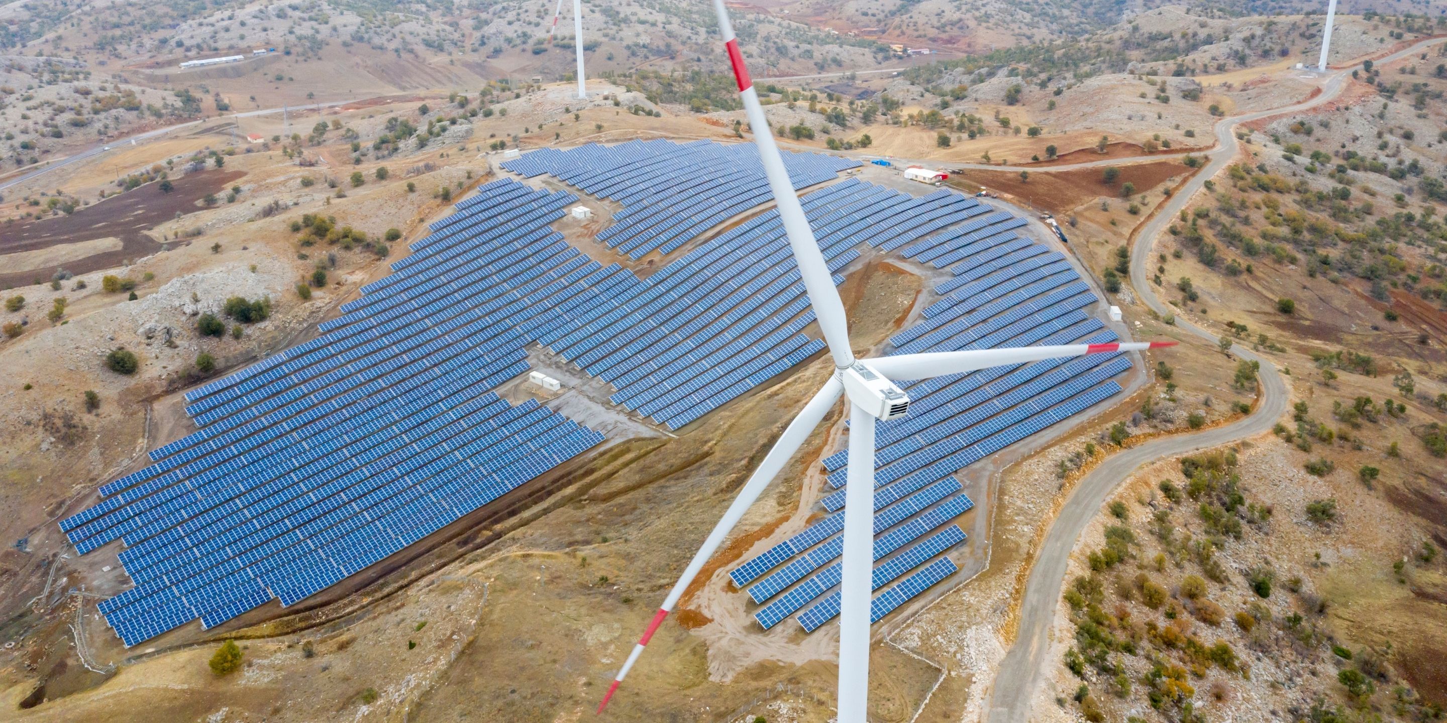 wind turbine and solar panels